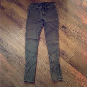 Army green mid-rise jeans